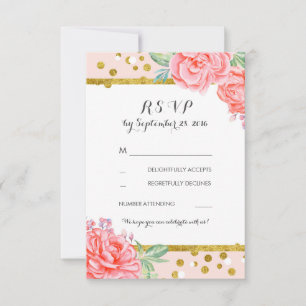l'or rose vintage floral barre le rsvp de mariage