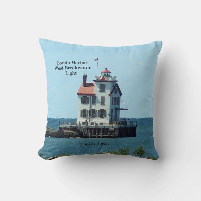 Lorain Harbour West Breakwater Light carré coussin (Recto)