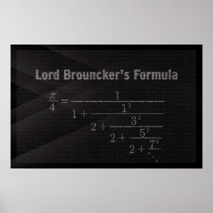 Lord Brouncker's Pi Formula - Math Poster