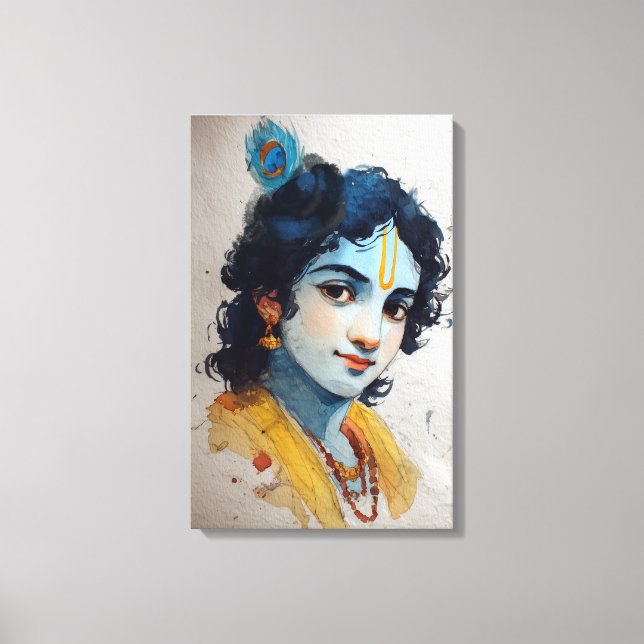 Lord Krishna Portrait Toile Mur Art (Recto)