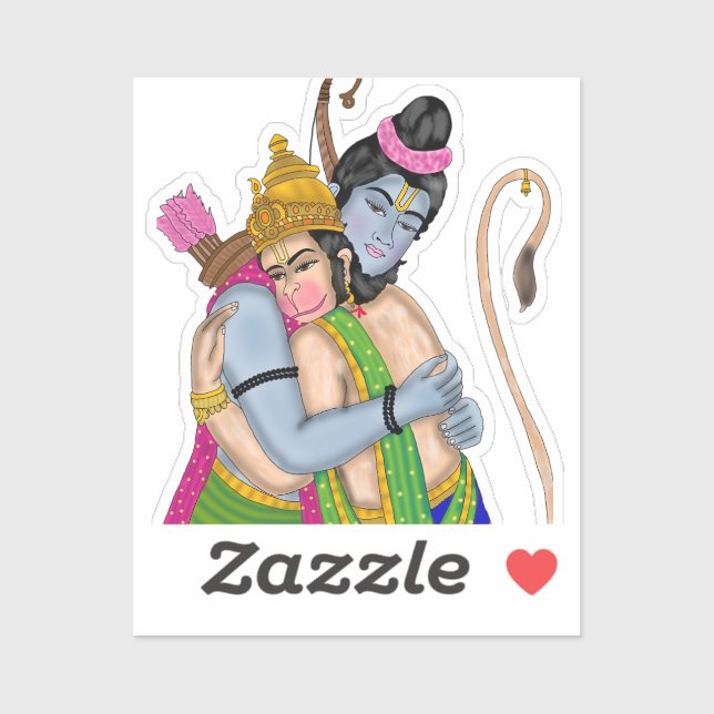 Lord Rama & Hanuman Sticker (Feuille)