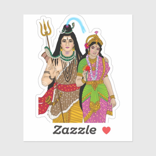 Lord Shiv Parvati Sticker (Feuille)