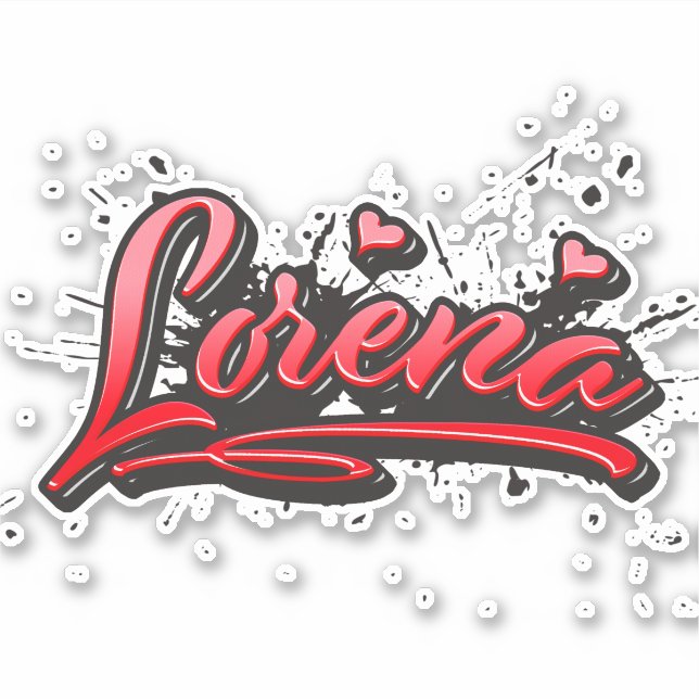 Lorena red heart graffiti Autocollants (Devant)