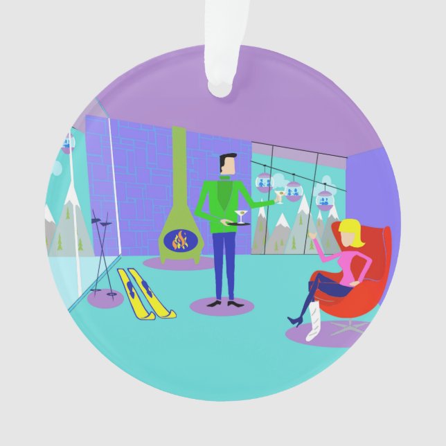 L'Ornement de Noël des vacances de ski rétro (devant)