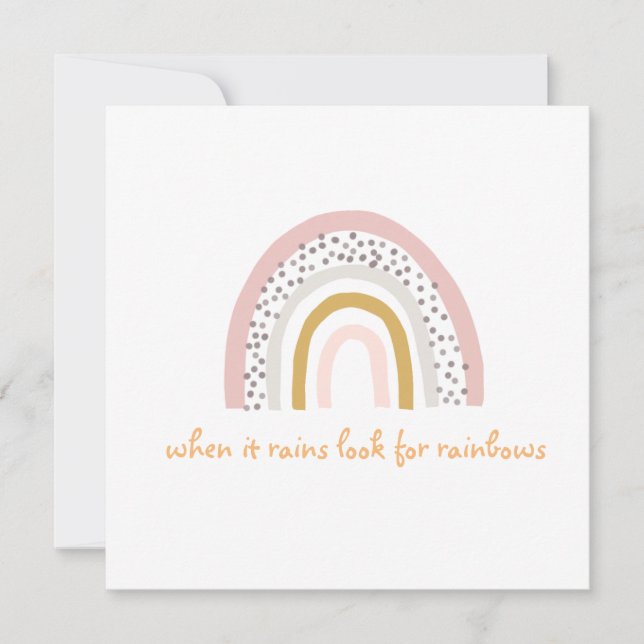 Lorsqu'Il Pleut Chercher Rainbows Boho Grey Card (Devant)