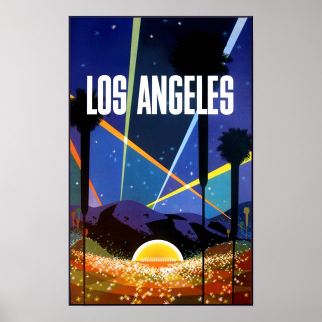 Los Angeles, Californie, affiche de voyage. (Devant)