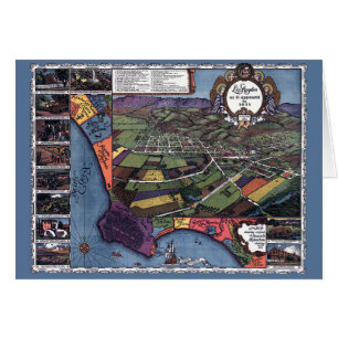 Los Angeles, Californie, carte antique aérienne de