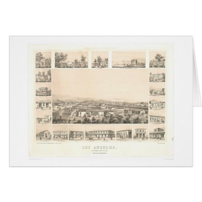 Los Angeles, carte panoramique 1857 (0903A) de CA (Devant horizontal)