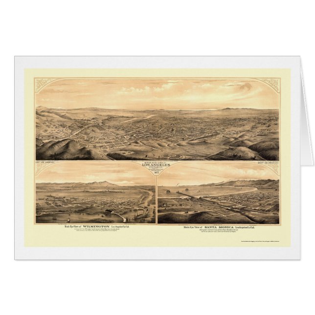Los Angeles, carte panoramique de CA - 1877 (Devant horizontal)