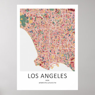 Los Angeles Carte Poster | Carte de Ville Moderne