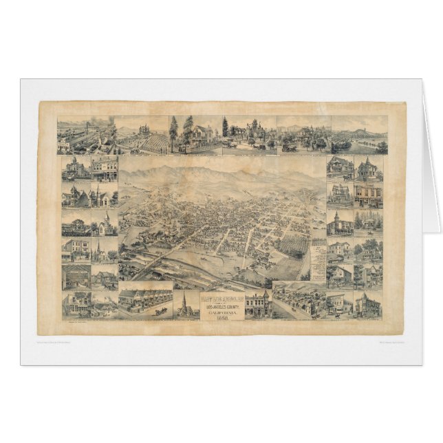 Los Angeles est, carte panoramique 1888 (0900A) de (Devant horizontal)