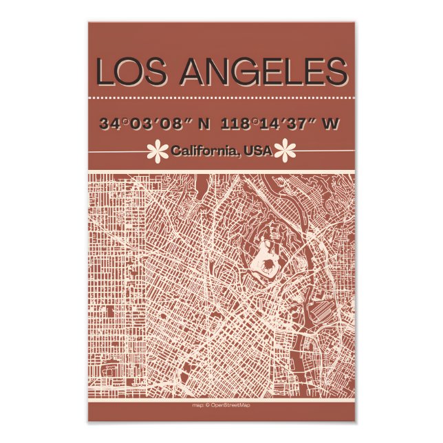 Los Angeles Minimal City Map Poster (Devant)