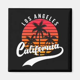 Los Angeles Retro Sunset Et Palm Trees Magnet