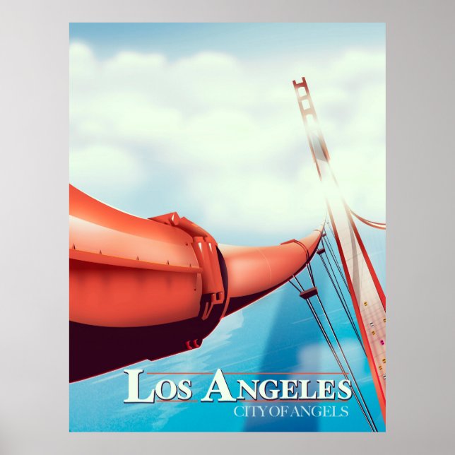 Los Angeles "ville des Anges" Affiche de vacances. (Devant)
