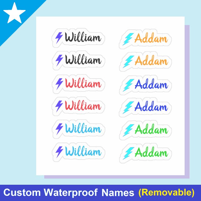 (Lot de 12) Étiquettes nominatives fantaisistes de (Personalized name stickers
Small name labels)