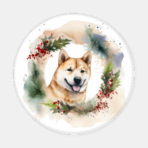 Lot De Dessous-de-verres Akita Christmas Wreath Festive Pup