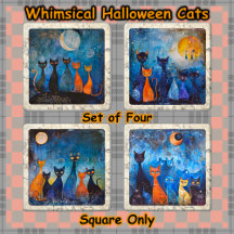 ENSEMBLE DE SOUS-TASSES (4) - Chats fantaisistes d
