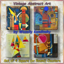 ENSEMBLE DE SOUS-VERRES (4) Art abstrait de Wasil