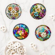Ensemble floral vibrant en verre tendu série quatr
