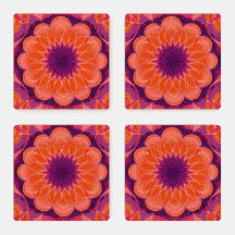 Orange vibre avec kaléidoscope à fleurs violettes