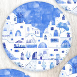 Lot De Dessous-de-verres Santorin Grèce Aquarelle Townscape<br><div class="desc">Une aquarelle paysage de peinture de la belle île grecque de Santorin.</div>