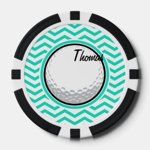 Lot De Jeton De Poker Bal de golf; Aqua Green Chevron