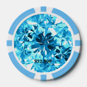 Lot De Jeton De Poker Bébé bleu Aquamarine Gem Pierre Poker Chip