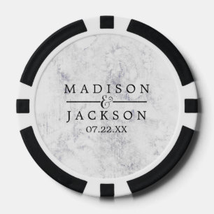 Lot De Jeton De Poker Cadeau de mariage chic en marbre blanc et gris