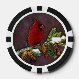 Lot De Jeton De Poker Cardinal et Pinecones neigeux