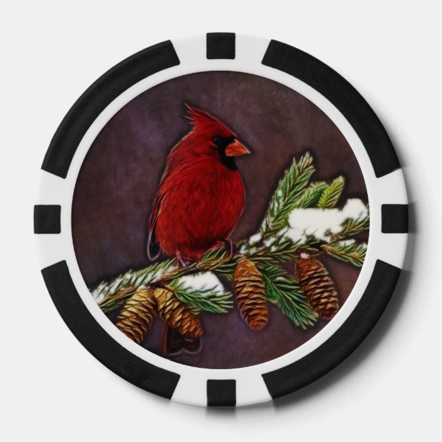 Lot De Jeton De Poker Cardinal et Pinecones neigeux (Recto)
