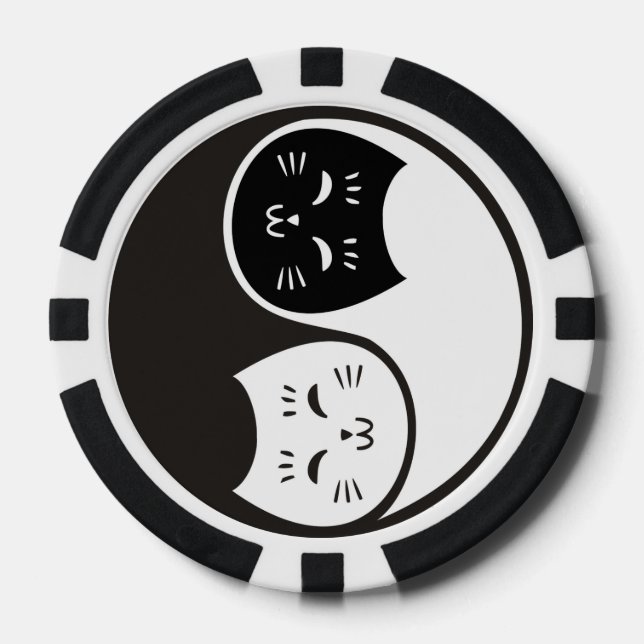 Lot De Jeton De Poker Chats Yin Yang en noir et blanc (Recto)
