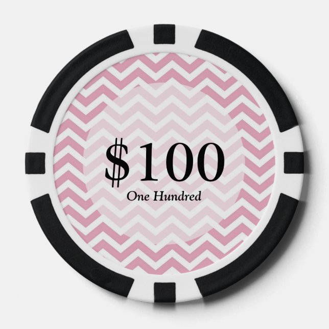 Lot De Jeton De Poker chevron rose et gris (Recto)