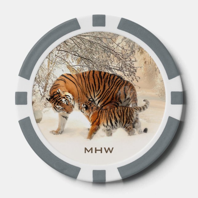 Lot De Jeton De Poker Chiffres de poker monogramme personnalisés Winter  (Recto)