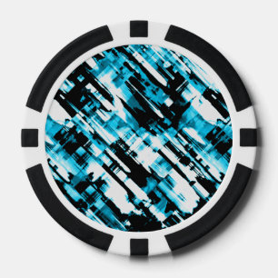 Lot De Jeton De Poker Chip de poker bleu chaud noir numérique abstrait G