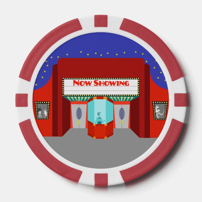 Lot De Jeton De Poker Chips de poker de cinéma rétro (Recto)