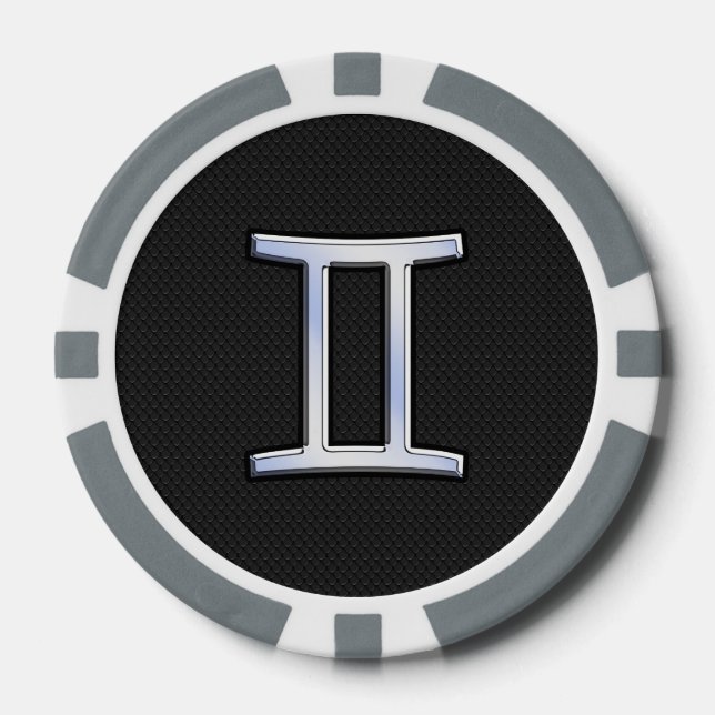 Lot De Jeton De Poker Chrome comme Gemini signe Zodiac (Recto)