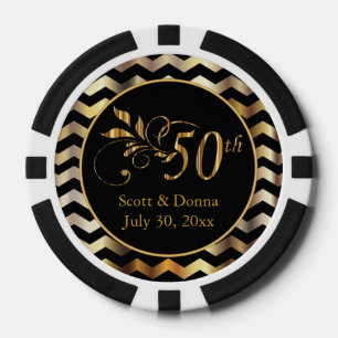 Lot De Jeton De Poker Classy 50e Anniversaire de Mariage d'or