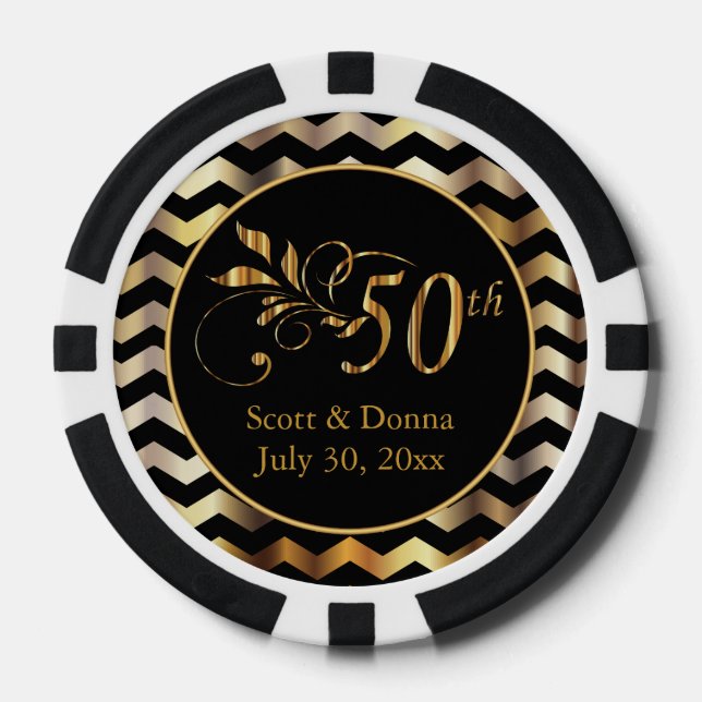 Lot De Jeton De Poker Classy 50e Anniversaire de Mariage d'or (Recto)