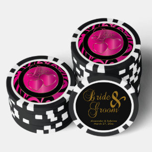 Lot De Jeton De Poker Coeurs roses élégants pour mariée et chambre