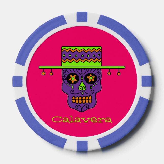 Lot De Jeton De Poker Crâne de sucre Gaucho (Recto)