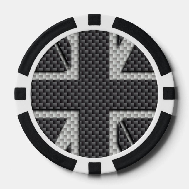 Lot De Jeton De Poker Drapeau britannique Black & Grey Carbon Fibre Unio (Recto)