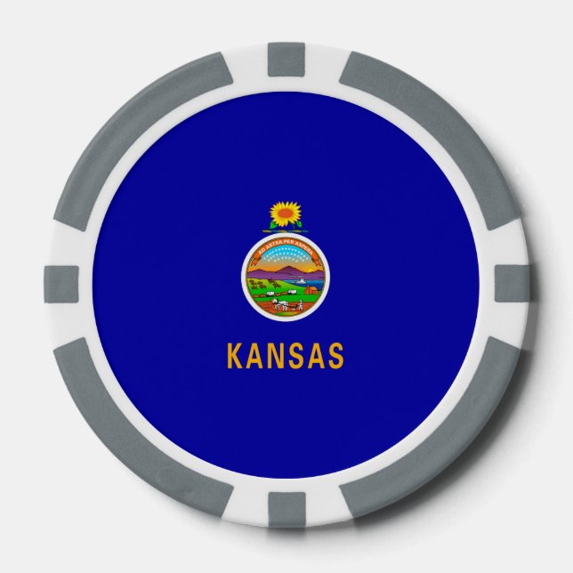 Lot De Jeton De Poker Drapeau de l'État du Kansas (Recto)