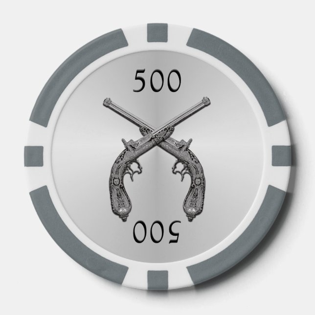 Lot De Jeton De Poker Dueling Pistols Silver (Recto)