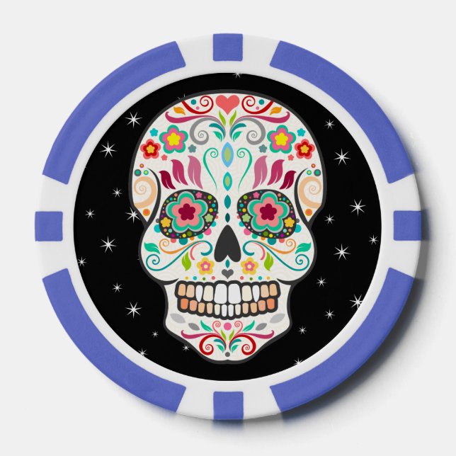 Lot De Jeton De Poker Feliz Muertos - Crâne Sugar Chips de Poker personn (Recto)