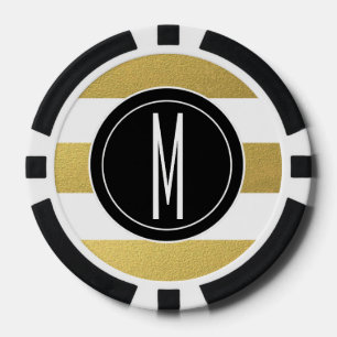 LOT DE JETON DE POKER GOLD FOIL STRIPES MONOGRAM NOIR