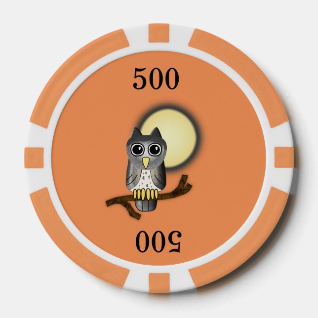 Lot De Jeton De Poker Hibou d'Halloween (Recto)