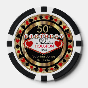 Lot De Jeton De Poker Invitation de fête d'anniversaire Red Poker Chips