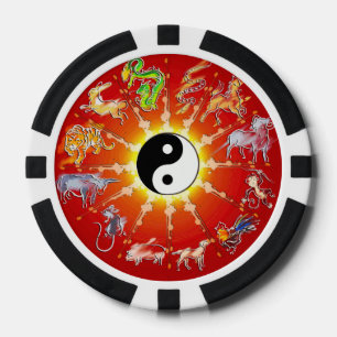 Lot De Jeton De Poker Le blanc d'un animal zodiaque chinois dévoile les