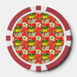 Lot De Jeton De Poker Palmier tropical de Noël