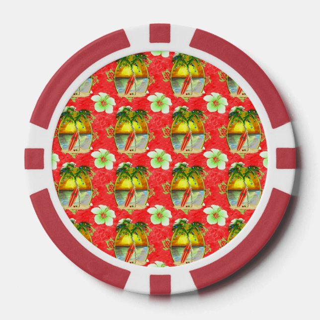 Lot De Jeton De Poker Palmier tropical de Noël (Recto)